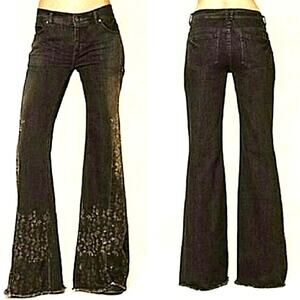 Free People Wildwing Bali Mantra Size 25 Black Flares